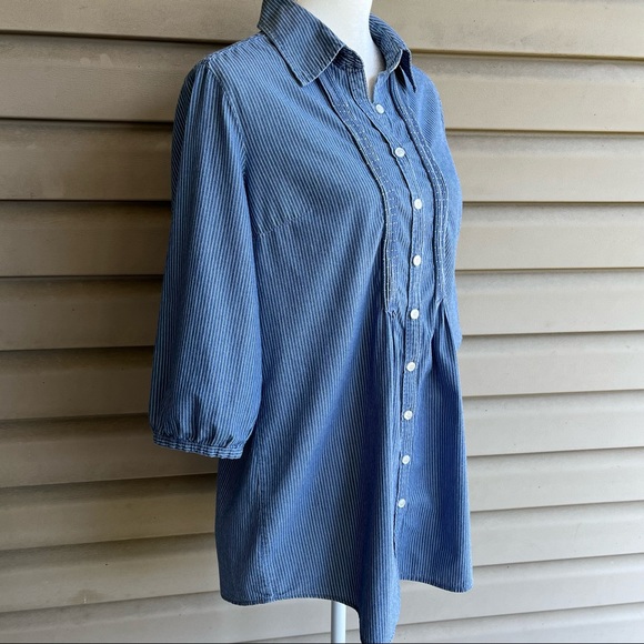 •New York & Company• Striped Button Down Tunic Length Top - Size Small - Picture 4 of 8